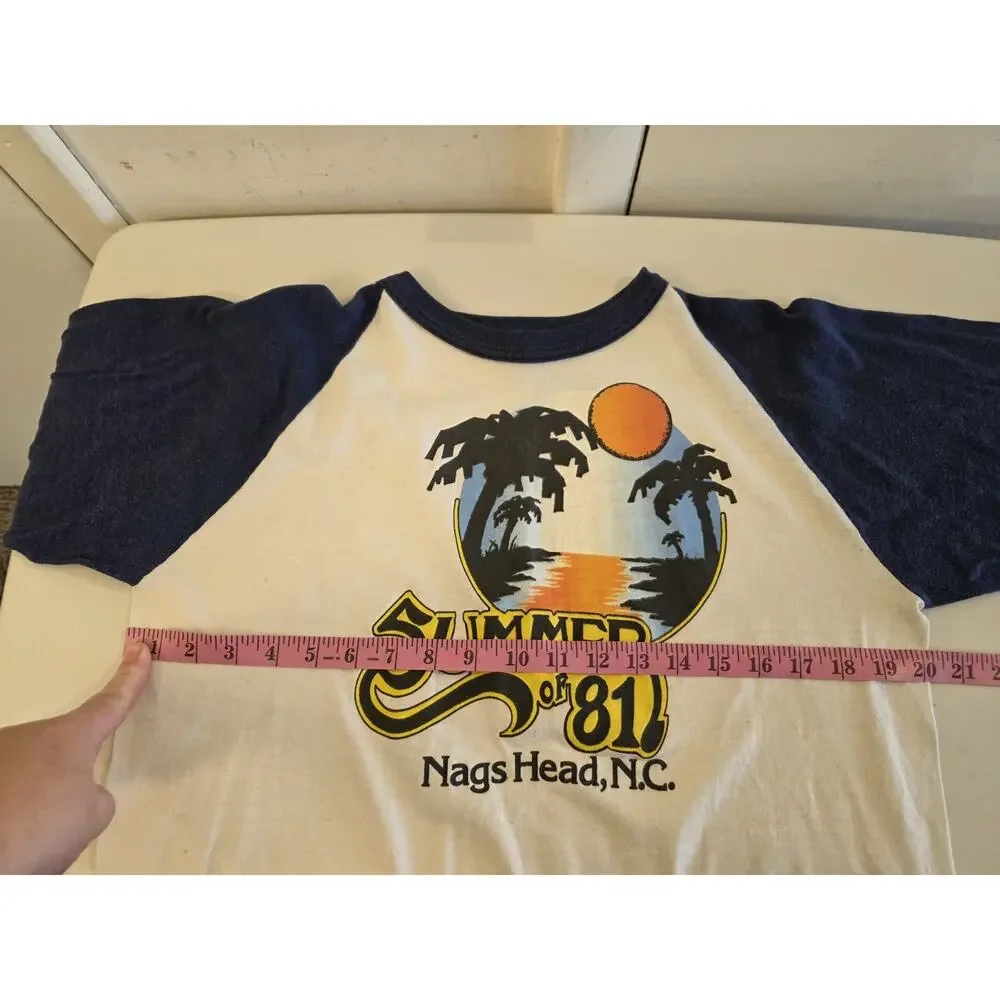 Vtg Bantam 1981 Nags Head NC Long Sleeve Shirt Size XL Retro Beach Palm Trees - Picture 6 of 7